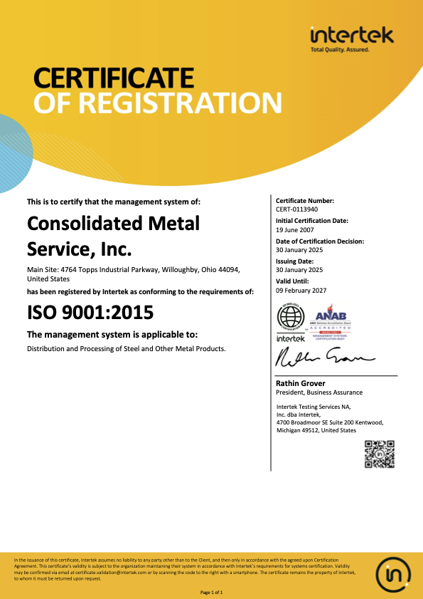CERT-0113940_ENG_Consolidated Metal Service Inc_ ISO certified
